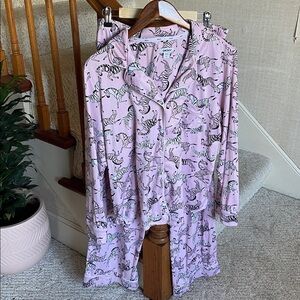 DKNY Butter Soft Boho Safari Light Pink Zebra Pajamas